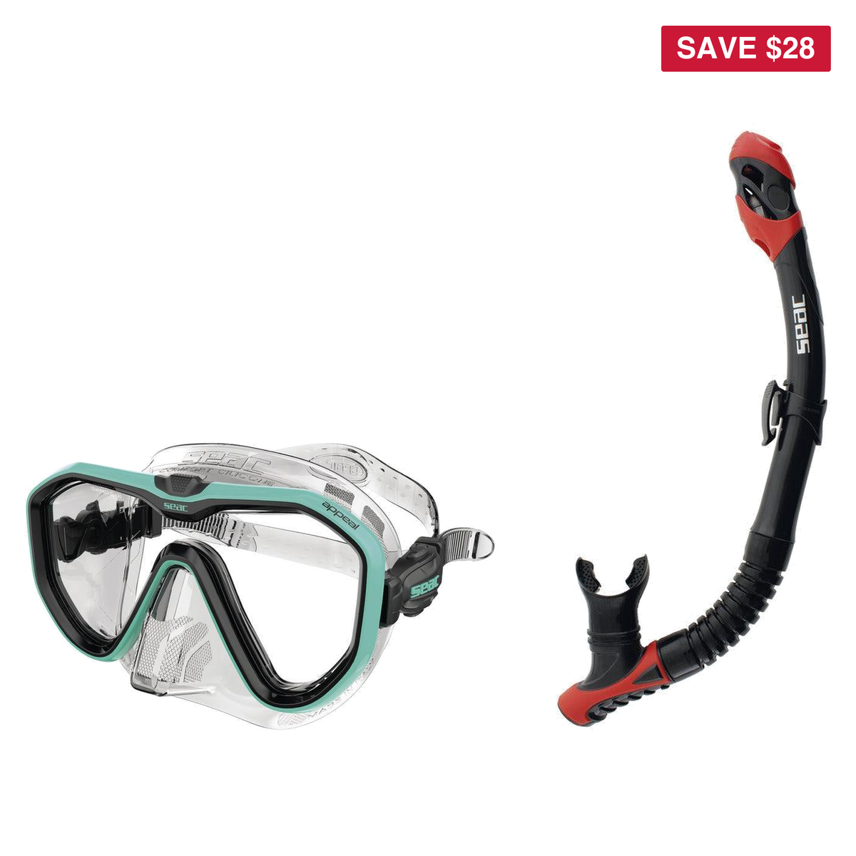 Seac Appeal Dive Mask with Reverse Dry Snorkel Set — includes Seac Appeal Dive Mask, Seac Reverse Dry Snorkel