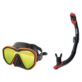 Seac Appeal Dive Mask with Reverse Dry Snorkel Set — Mirrored Orange