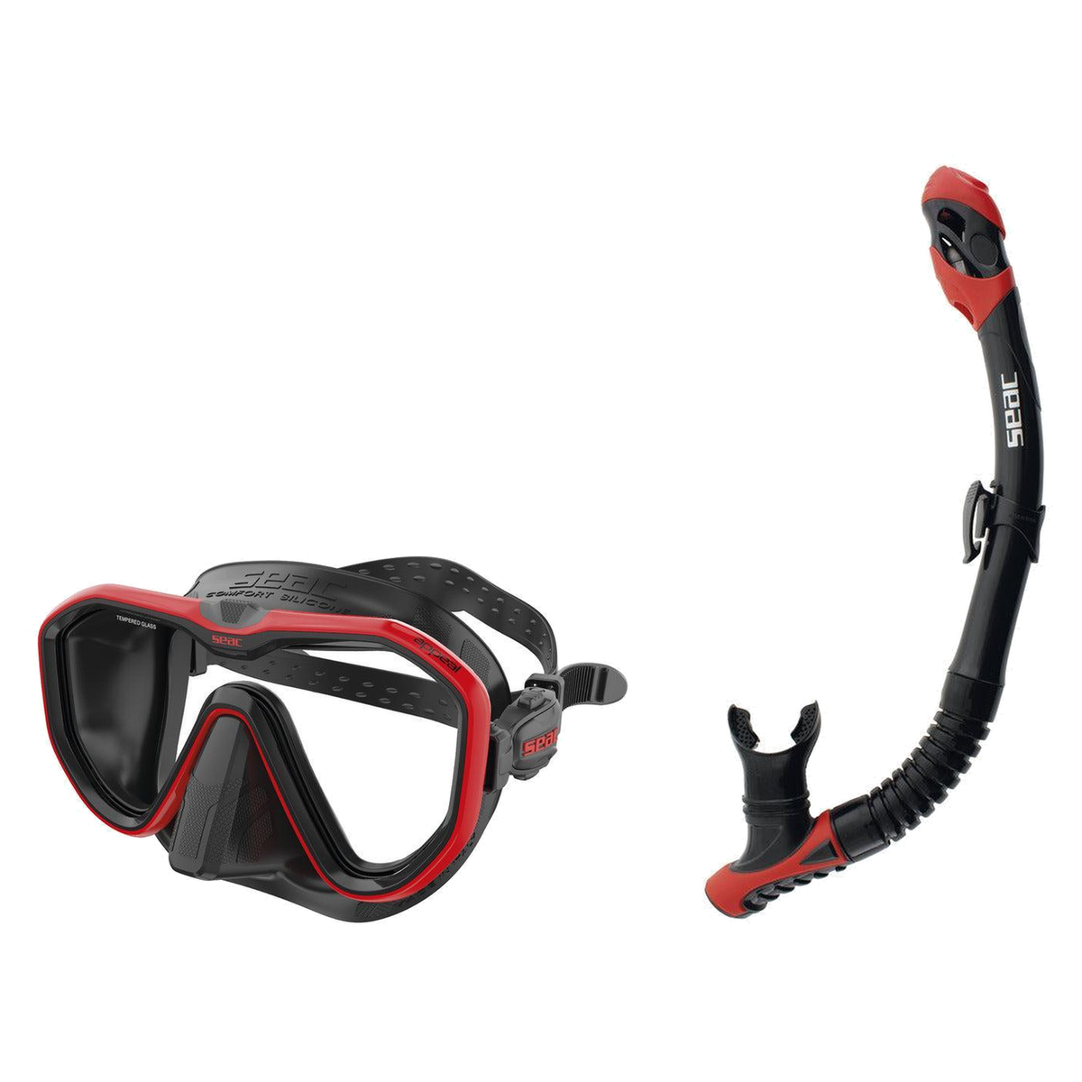 Seac Appeal Dive Mask with Reverse Dry Snorkel Set — Red
