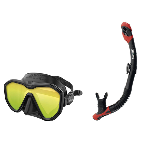 Seac Appeal Dive Mask with Reverse Dry Snorkel Set — Mirrored Black