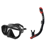 Seac Appeal Dive Mask with Reverse Dry Snorkel Set — Black