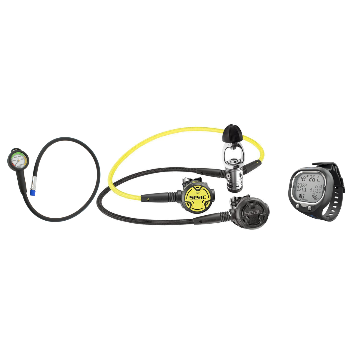 Seac Basic Screen Package — includes Seac Set PX100 230 INT, Seac Screen Wrist Computer, Seac SPG Compact Pressure Gauge