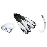 Seac Elba Mask with Flash Snorkel & Ala Snorkeling Fins Set — White