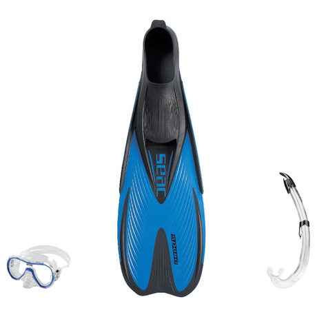 Seac Giglio Mask with Flash Snorkel & Speed Snorkeling Fins Set — includes Seac Speed Snorkeling Fins, Seac Giglio Silicon A…
