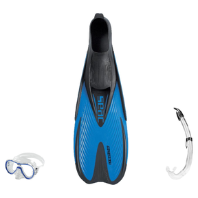 Seac Giglio Mask with Flash Snorkel & Speed Snorkeling Fins Set — Blue