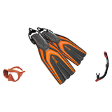 Seac Pura Anti Fog Dive Mask with Reverse Dry Snorkel & Pinne Sling Strap Fins Set — Orange