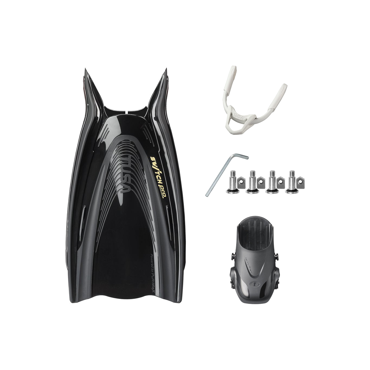 Tusa Color Kit Build – HyFlex Switch Pro Fins with Bungee Strap (Blades + Foot Pockets + Straps + Hardware) — includes Tusa…
