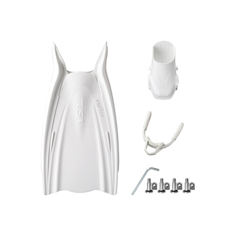 Tusa Color Kit Build – HyFlex Switch Fins with Bungee Strap (Blades + Foot Pockets + Straps + Hardware) — All White