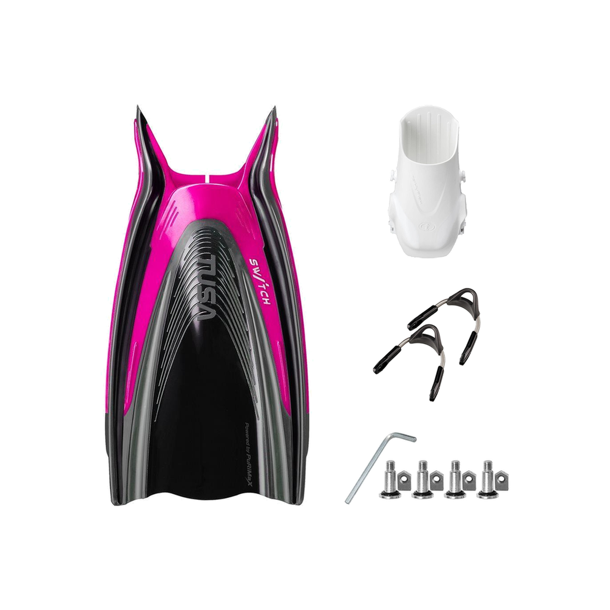 Tusa Color Kit Build – HyFlex Switch Fins with Spring Strap (Blades + Foot Pockets + Straps + Hardware) — Rose Pink