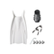 Tusa Color Kit Build – HyFlex Switch Fins with Spring Strap (Blades + Foot Pockets + Straps + Hardware) — All White, L/XL (L…