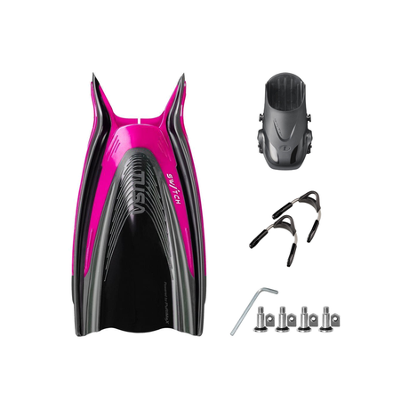 Tusa Color Kit Build – HyFlex Switch Fins with Spring Strap (Blades + Foot Pockets + Straps + Hardware) — Rose Pink, L/XL (L…