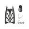 Tusa Color Kit Build – Hyflex Zoom Fins with Bungee Strap (Blades + Foot Pockets + Straps + Hardware) — White/Black, L/XL (L…