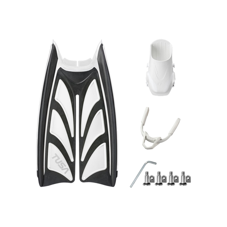 Tusa Color Kit Build – Hyflex Zoom Fins with Bungee Strap (Blades + Foot Pockets + Straps + Hardware) — White/Black