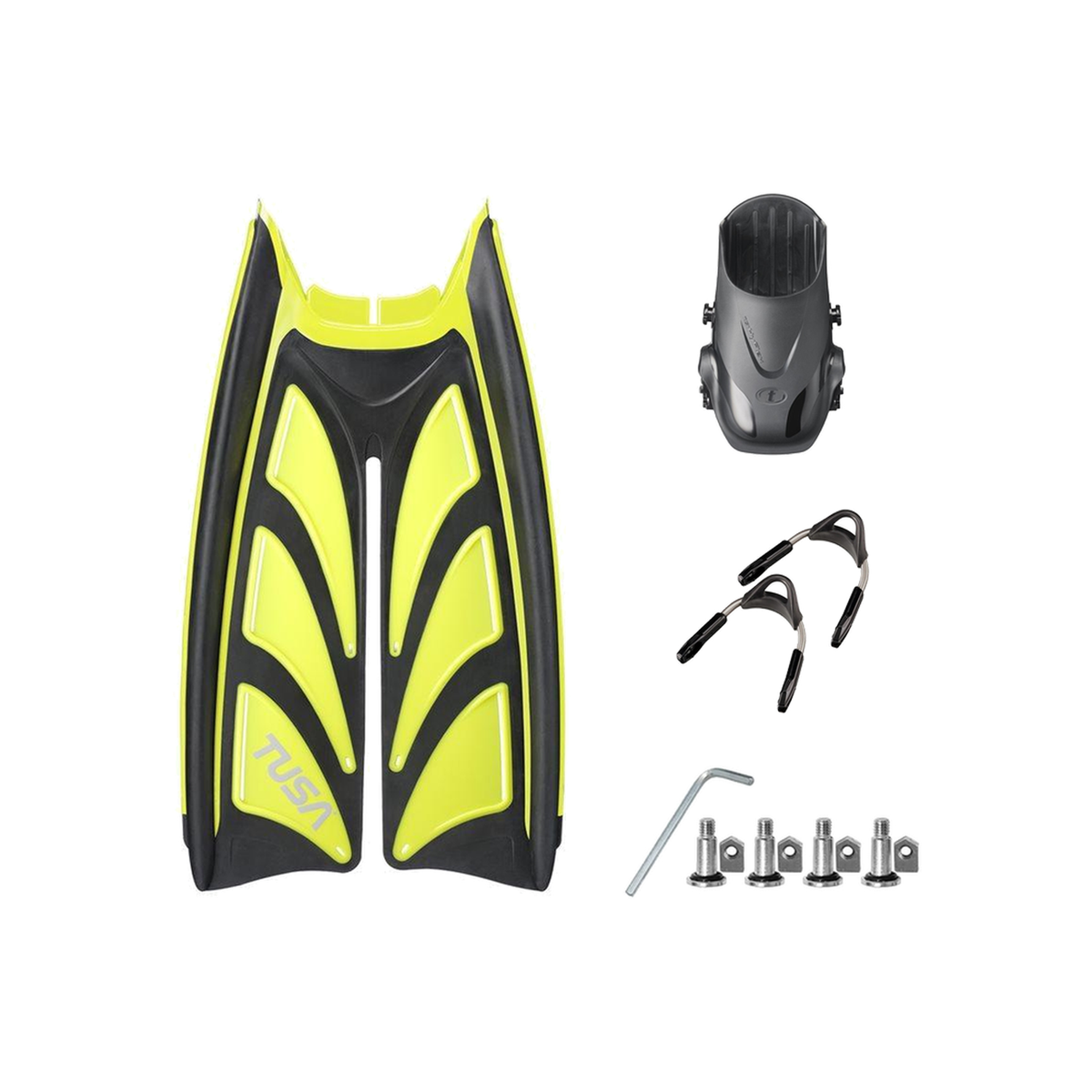 Tusa Color Kit Build – Hyflex Zoom Fins with Spring Strap (Blades + Foot Pockets + Straps + Hardware) — Flash Yellow, L/XL (…