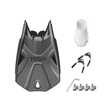 Tusa Color Kit Build – Tri-Force Fins with Spring Strap (Blades + Foot Pockets + Straps + Hardware) — Gun Metal