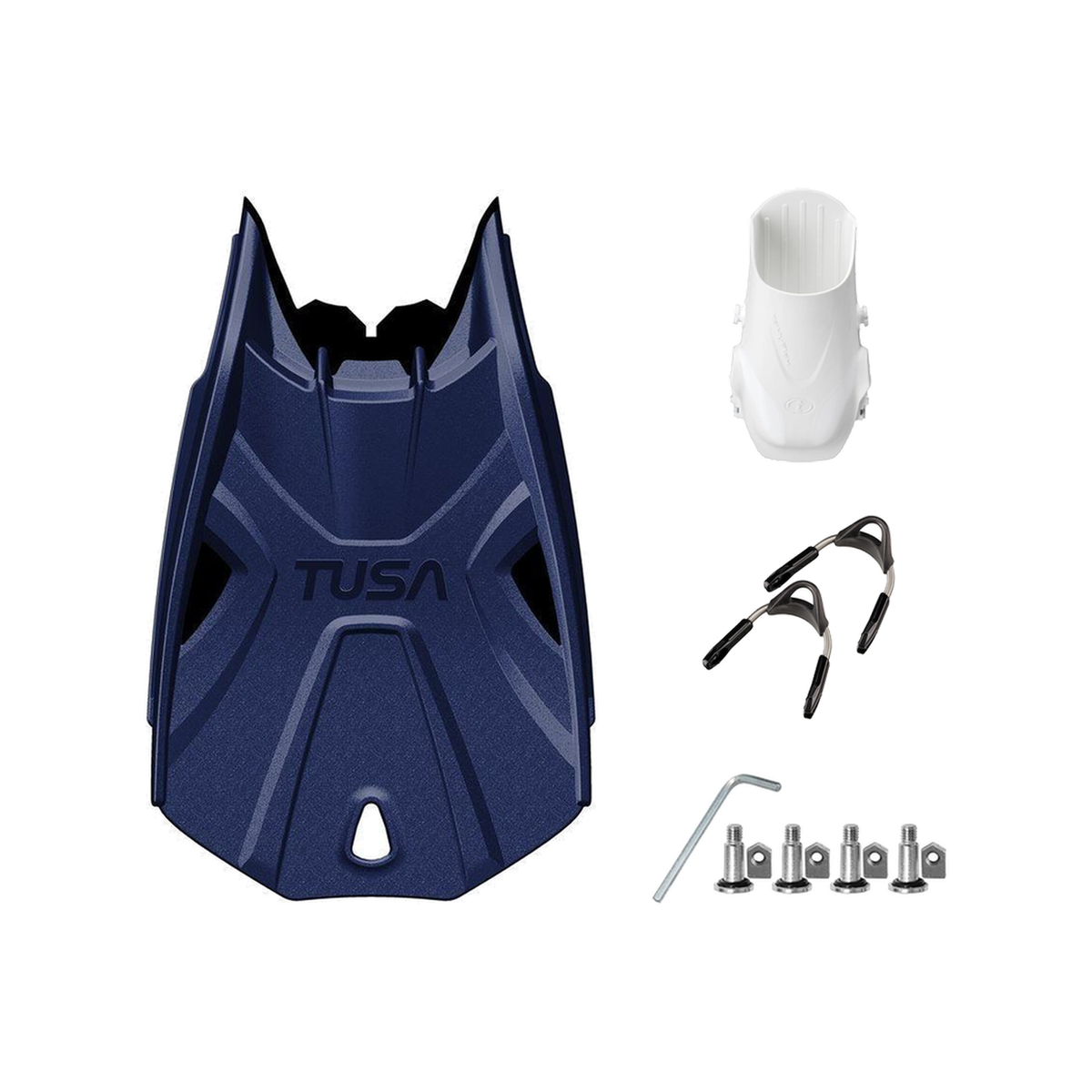 Tusa Color Kit Build – Tri-Force Fins with Spring Strap (Blades + Foot Pockets + Straps + Hardware) — Indigo