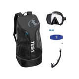 Tusa Freedom HD Mask + Tusa Hyperdry Elite II + Tusa Mask Strap + Meshbag — Black/Black