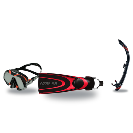 Atomic Aquatics Mask Fin Snorkel Package – Arc SubFrame, Frameless 2 or Venom Mask + SV2 Snorkel + Open Heel Fins — Venom, A…