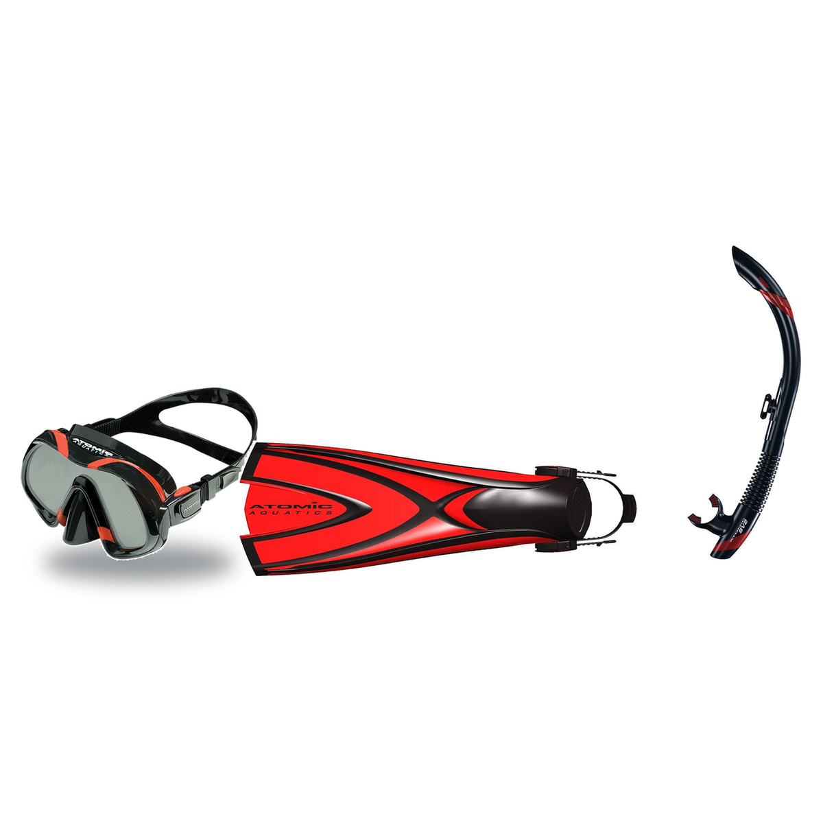 Atomic Aquatics Mask Fin Snorkel Package – Arc SubFrame, Frameless 2 or Venom Mask + SV2 Snorkel + Open Heel Fins — Venom, A…