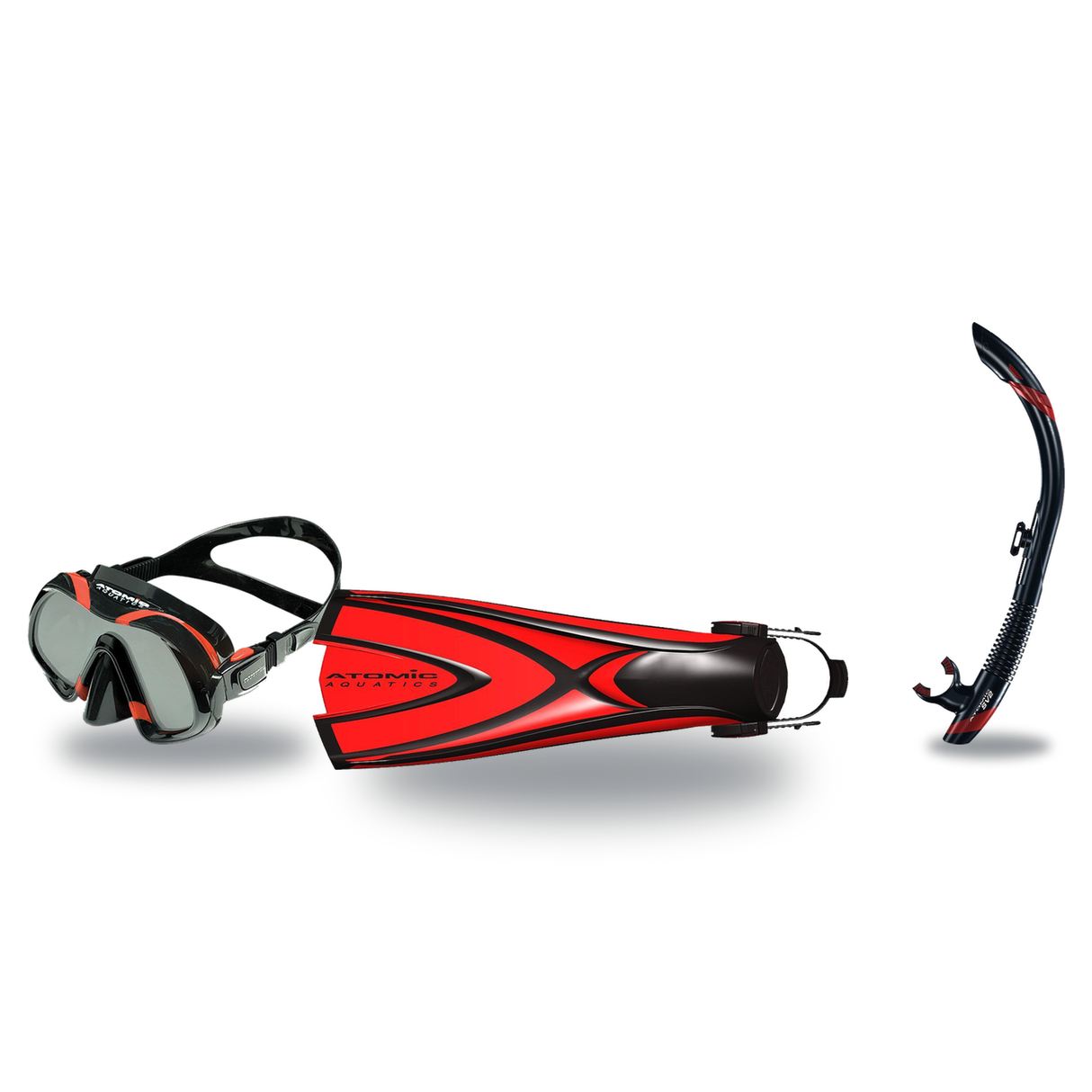 Atomic Aquatics Mask Fin Snorkel Package – Arc SubFrame, Frameless 2 or Venom Mask + SV2 Snorkel + Open Heel Fins — Venom, A…