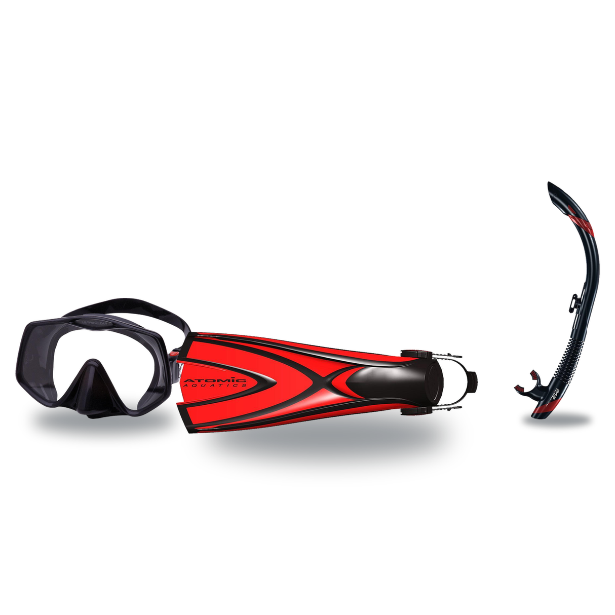 Atomic Aquatics Mask Fin Snorkel Package – Arc SubFrame, Frameless 2 or Venom Mask + SV2 Snorkel + Open Heel Fins — Frameles…