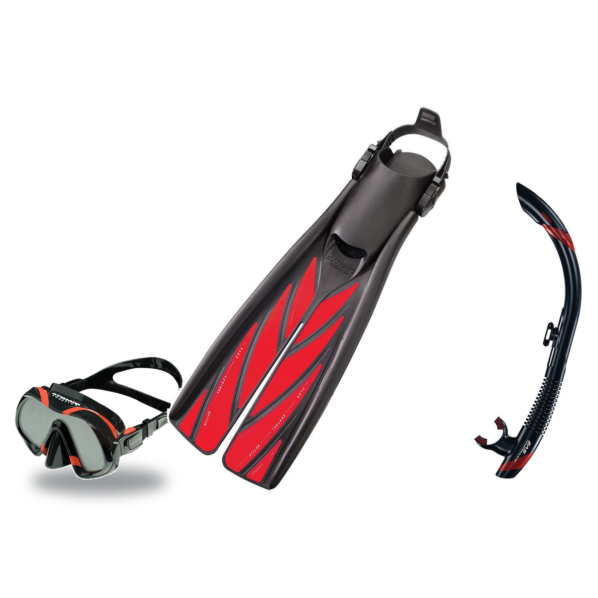 Atomic Aquatics Mask Fin Snorkel Package – Arc SubFrame, Frameless 2 or Venom Mask + SV2 Snorkel + Open Heel Fins — Venom, A…