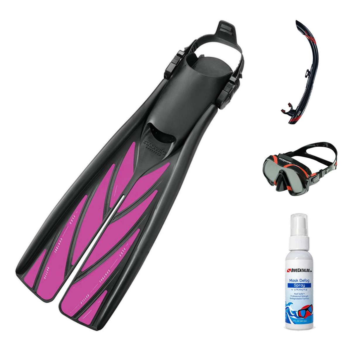 Atomic Aquatics Mask Fin Snorkel Package – Venom, Arc SubFrame or Frameless 2 Mask + SV2 Snorkel + Blade Fins — Venom, ML (M…