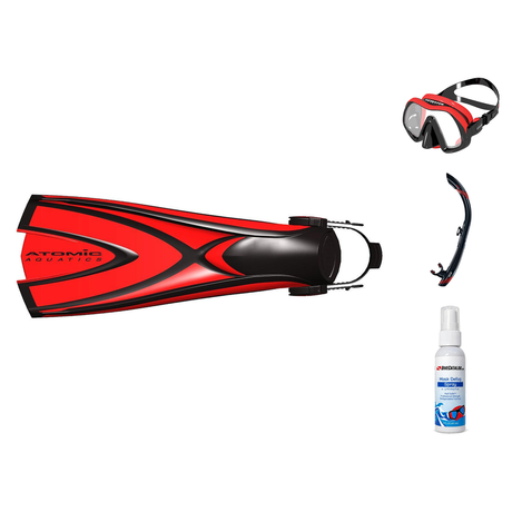Atomic Aquatics Mask Fin Snorkel Package – Frameless, SubFrame Mask, Medium Fit or Venom Mask + SV2 Snorkel + Open Heel Fins…