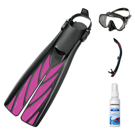 Atomic Aquatics Mask Fin Snorkel Package – Frameless, SubFrame Mask, Medium Fit or Venom Mask + SV2 Snorkel + Open Heel Fins…