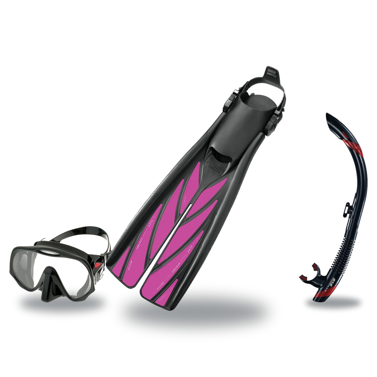 Atomic Aquatics Mask Fin Snorkel Package – Frameless, SubFrame Mask, Medium Fit or Venom Mask + SV2 Snorkel + Open Heel Fins…