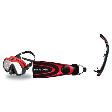 Atomic Aquatics Mask Fin Snorkel Package – Frameless, SubFrame Mask, Medium Fit or Venom Mask + SV2 Snorkel + Open Heel Fins…
