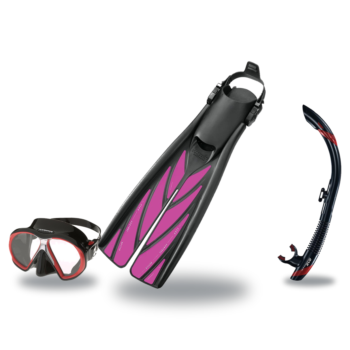 Atomic Aquatics Mask Fin Snorkel Package – Frameless, SubFrame Mask, Medium Fit or Venom Mask + SV2 Snorkel + Open Heel Fins…