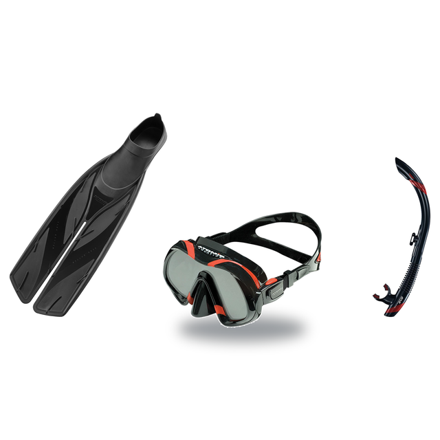 Atomic Aquatics Mask Fin Snorkel Package – Venom, Arc SubFrame or Frameless 2 Mask + SV2 Snorkel + Full Foot Fins — includes…
