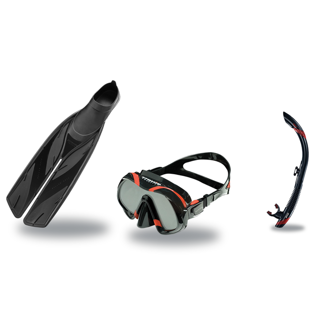 Atomic Aquatics Mask Fin Snorkel Package – Venom, Arc SubFrame or Frameless 2 Mask + SV2 Snorkel + Full Foot Fins — includes…
