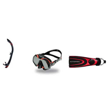 Atomic Aquatics Mask Fin Snorkel Package – Venom, Arc SubFrame or Frameless 2 Mask + SV2 Snorkel + Full Foot Fins — Venom, A…