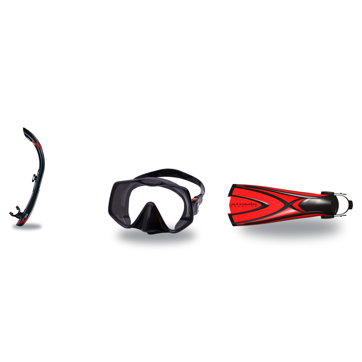 Atomic Aquatics Mask Fin Snorkel Package – Venom, Arc SubFrame or Frameless 2 Mask + SV2 Snorkel + Full Foot Fins — Frameles…