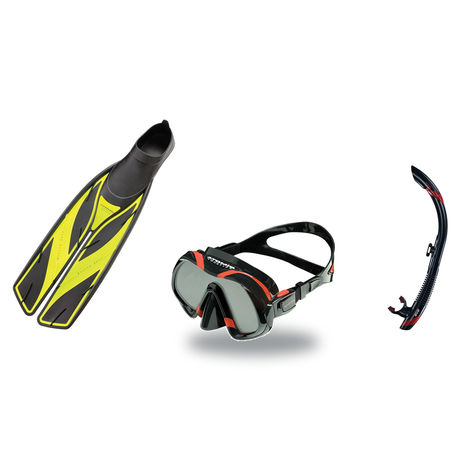 Atomic Aquatics Mask Fin Snorkel Package – Venom, Arc SubFrame or Frameless 2 Mask + SV2 Snorkel + Full Foot Fins — Venom, A…