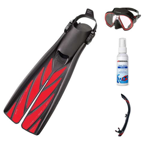 Atomic Aquatics Mask Fin Snorkel Package – SubFrame Mask, Medium Fit, Frameless or Venom Mask + SV2 Snorkel + Open Heel Fins
