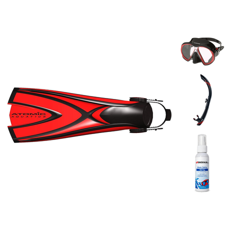 Atomic Aquatics Mask Fin Snorkel Package – SubFrame Mask, Medium Fit, Frameless or Venom Mask + SV2 Snorkel + Open Heel Fins…