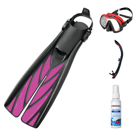 Atomic Aquatics Mask Fin Snorkel Package – SubFrame Mask, Medium Fit, Frameless or Venom Mask + SV2 Snorkel + Open Heel Fins…