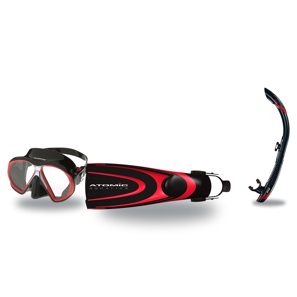 Atomic Aquatics Mask Fin Snorkel Package – SubFrame Mask, Medium Fit, Frameless or Venom Mask + SV2 Snorkel + Open Heel Fins…