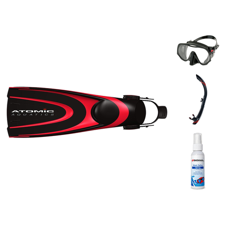 Atomic Aquatics Mask Fin Snorkel Package – SubFrame, Frameless or SubFrame Mask, Medium Fit Mask + SV2 Snorkel + Open Heel F…