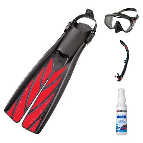 Atomic Aquatics Mask Fin Snorkel Package – SubFrame, Frameless or SubFrame Mask, Medium Fit Mask + SV2 Snorkel + Open Heel F…