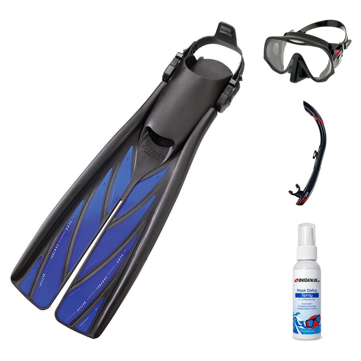Atomic Aquatics Mask Fin Snorkel Package – SubFrame, Frameless or SubFrame Mask, Medium Fit Mask + SV2 Snorkel + Open Heel F…