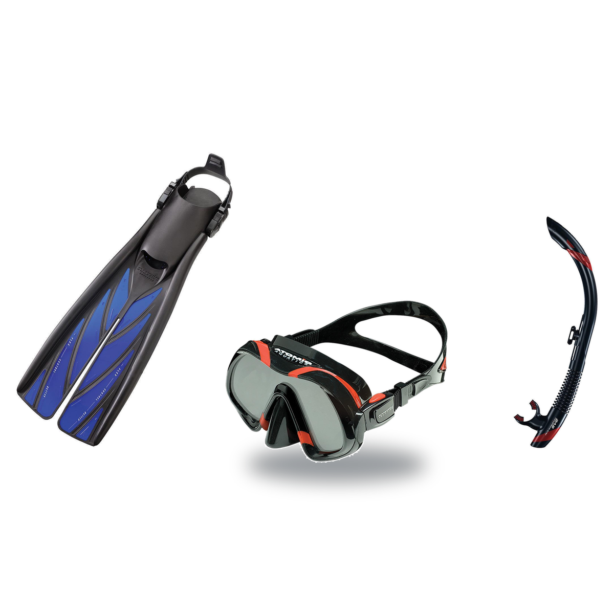 Atomic Aquatics Mask Fin Snorkel Package – Venom ARC, Venom or Arc SubFrame Mask + SV2 Snorkel + Open Heel Fins — Venom, L (…