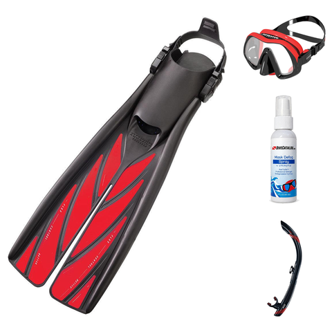 Atomic Aquatics Mask Fin Snorkel Package – Venom, Frameless 2 or Arc SubFrame Mask + SV2 Snorkel + Open Heel Fins