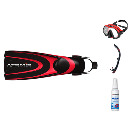 Atomic Aquatics Mask Fin Snorkel Package – Venom, Frameless 2 or Arc SubFrame Mask + SV2 Snorkel + Open Heel Fins — Venom, A…