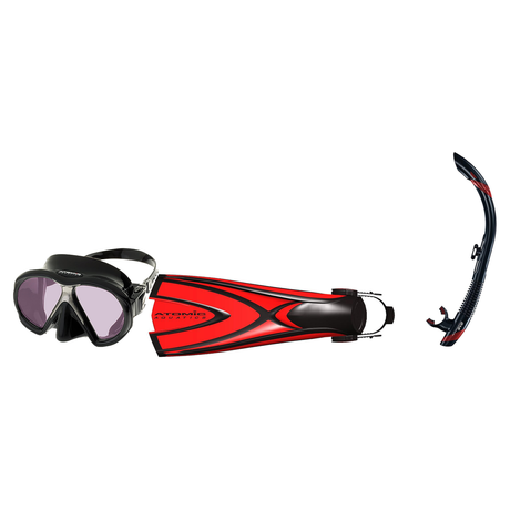 Atomic Aquatics Mask Fin Snorkel Package – Venom, Frameless 2 or Arc SubFrame Mask + SV2 Snorkel + Open Heel Fins — Arc SubF…