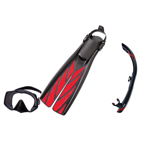 Atomic Aquatics Mask Fin Snorkel Package – Venom, Frameless 2 or Arc SubFrame Mask + SV2 Snorkel + Open Heel Fins — Frameles…