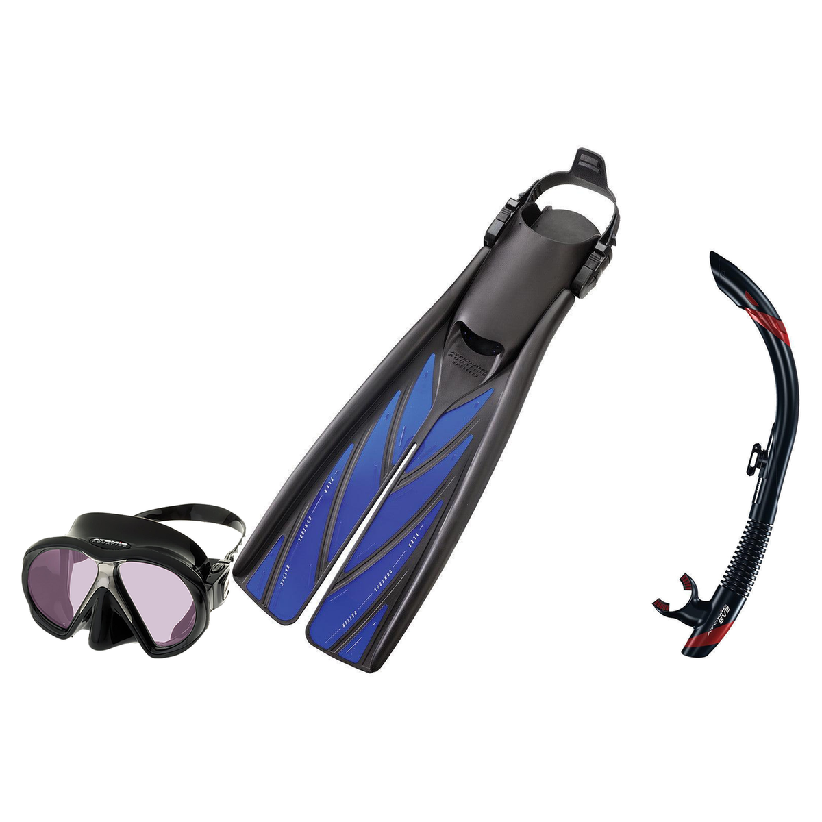Atomic Aquatics Mask Fin Snorkel Package – Venom, Frameless 2 or Arc SubFrame Mask + SV2 Snorkel + Open Heel Fins — Arc SubF…